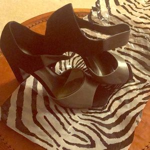 Black & silver Suede & Silk 3 I’m Heel